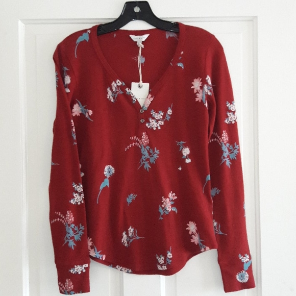 Lucky Brand Tops - Lucky Brand Burgundy Floral Thermal